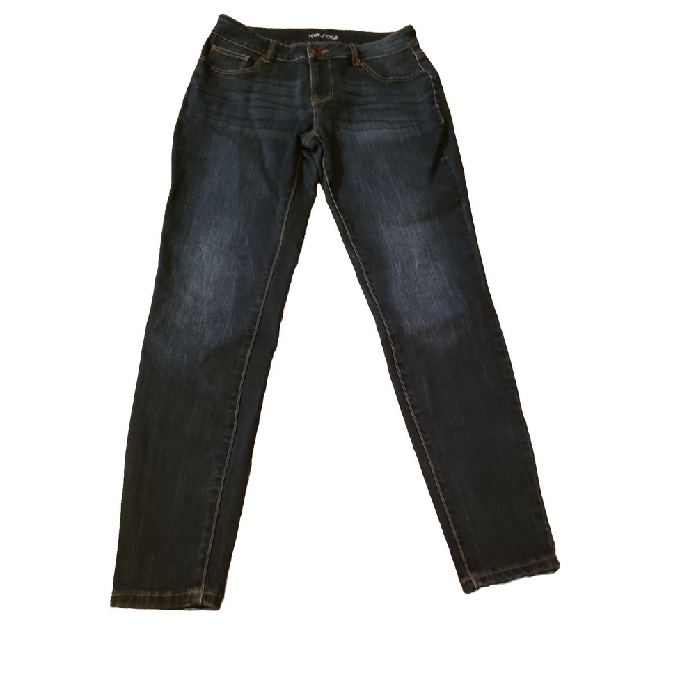 Maurices Jeans Womens Mid Rise, Dark Blue Stretch Denim, 29 Length Sz Med